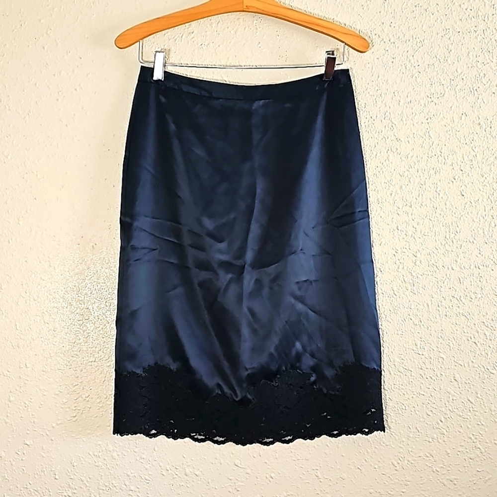 Banana Republic Satin and Lace Black Skirt